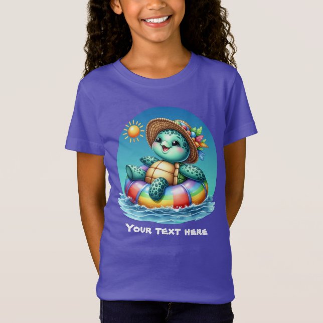 Anpassade av tuggsköldpadda i Cute-flickor T Shirt (Framsida)