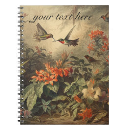 anpassade av vintage botaniska scen hummingbird anteckningsbok