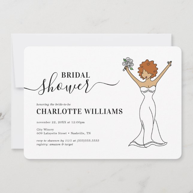 Anpassade Avatar-Möhippa| Kurvhår Inbjudningar (Framsida)