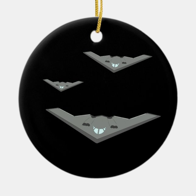 Anpassade B2 Stealth Bomber Flygning Julgransprydnad Keramik (Framsidan)