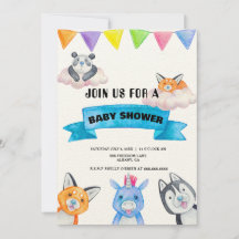 Anpassade Baby Animals Tema Baby Shower