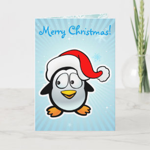 Anpassade Baby Penguin med Jultomten HAT Helgkort