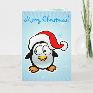 Anpassade Baby Penguin med Jultomten HAT Helgkort