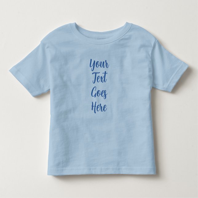 Anpassade Babypresent Handskriven Skript Text Blå T Shirt (Framsida)