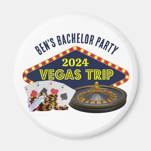 Anpassade Bachelor Party Las Vegas Resa Casino Magnet (Framsidan)
