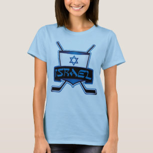 Anpassade Back Print Israel Ice Hockey T-Shirt