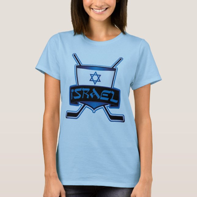 Anpassade Back Print Israel Ice Hockey T-Shirt (Framsida)