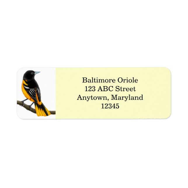 Anpassade Baltimore Oriole Bird Label Returadress Etikett (Framsidan)