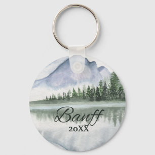 Anpassade Banff Berg Sjö Träd Nyckelring