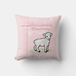 Anpassade, baptism, Rosa, flicka, lamm Kudde