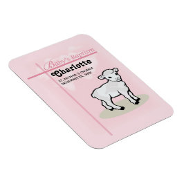 Anpassade, baptism, Rosa, flicka, lamm Magnet