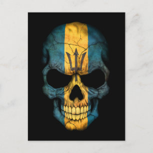 Anpassade Barbados Flagga Skull Vykort