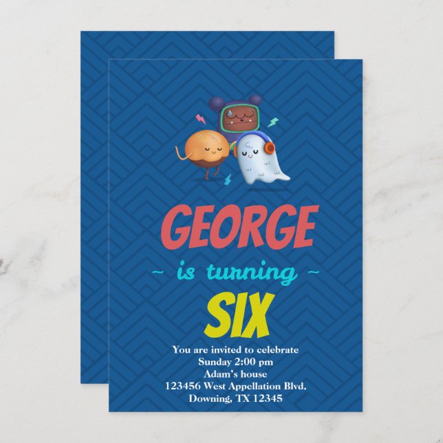 Anpassade Barn Ghosts Monsters Tecknad Inbjudan (Fram/baksida)