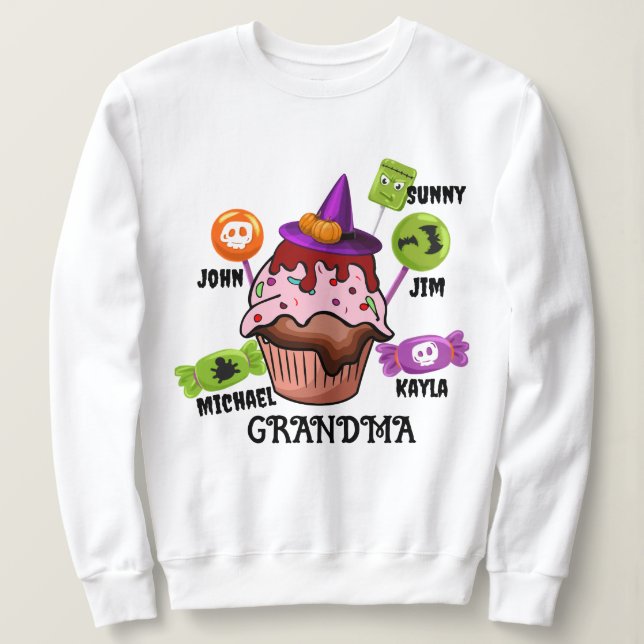 Anpassade Barn Halloween Candy Grandma T Shirt (Design framsida)