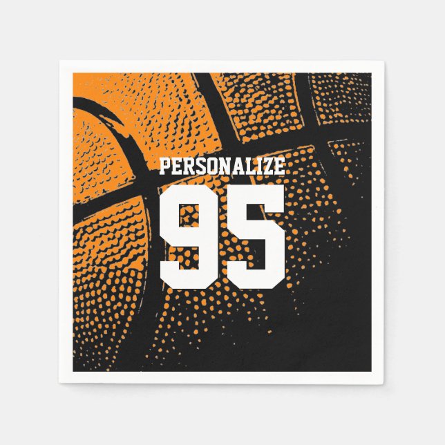 Anpassade basketteman Födelsedagsfest servetter (Framsidan)