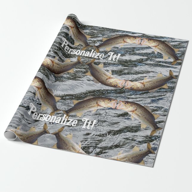 Anpassade Bass Kissing Fish Presentpapper (Utrullad)