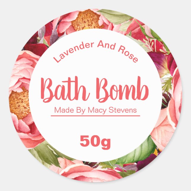 Anpassade Bath Bomb-etikett Runt Klistermärke (Framsida)