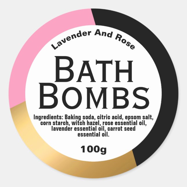 Anpassade Bath Bomb-etikett Runt Klistermärke (Framsida)