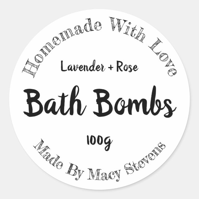 Anpassade Bath Bomb-etikett Runt Klistermärke (Framsida)
