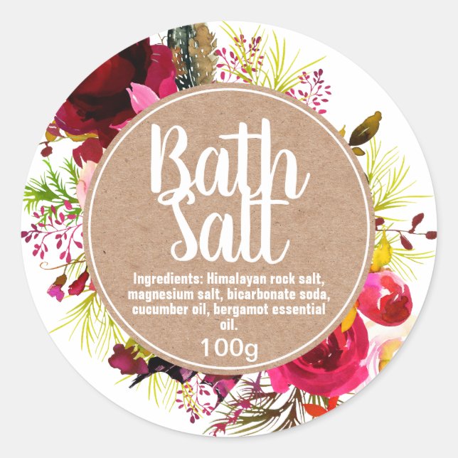 Anpassade Bath Salt Label Runt Klistermärke (Framsida)
