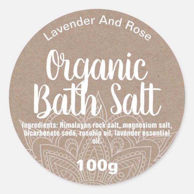 Anpassade Bath Salt Label Runt Klistermärke (Framsida)