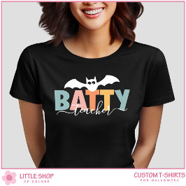 Anpassade Batty Teacher Halloween T Shirt