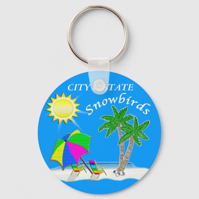 Anpassade Beach Thame Keychains for Snowbird Nyckelring (Framsida)