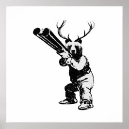 Anpassade Bear Hunter Man Cave Poster