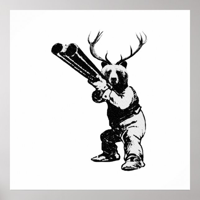 Anpassade Bear Hunter Man Cave Poster (Framsidan)