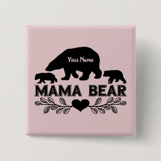 Anpassade Bear Mamma Unge Silhouette Knapp