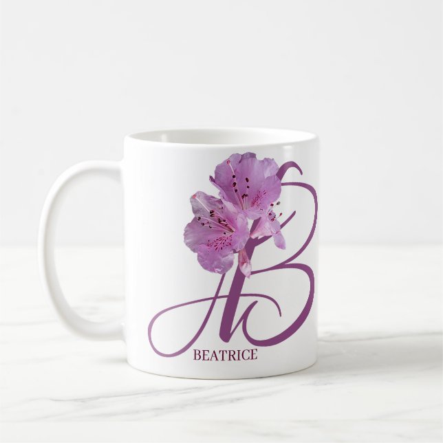 Anpassade Beatrice namn söt rosa blommigt söt Kaffemugg (Vänster)