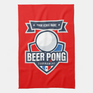 Anpassade Beer Pong-Logotyp Kökshandduk