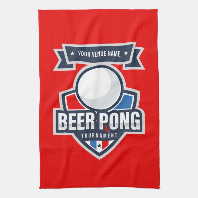 Anpassade Beer Pong-Logotyp Kökshandduk (Vertikal)