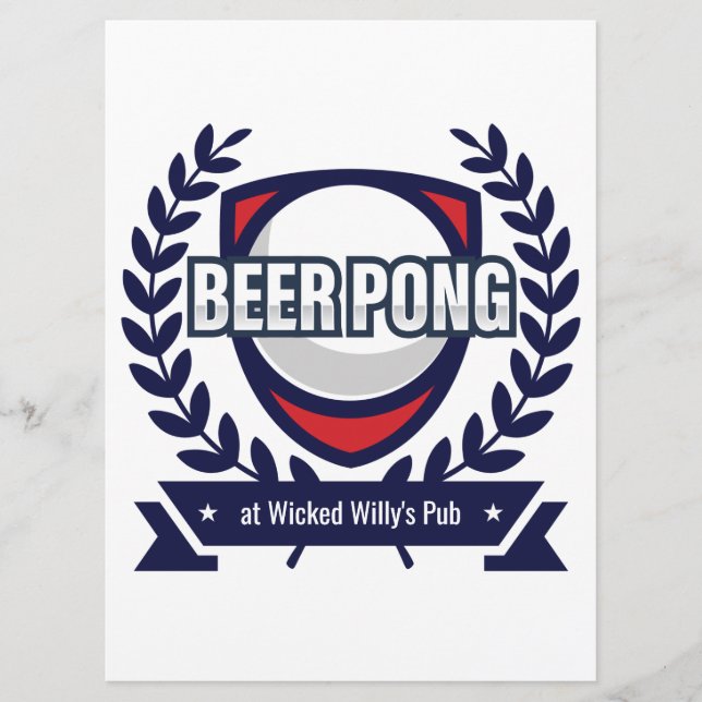 Anpassade Beer Pong Regler Card Program (Framsida)