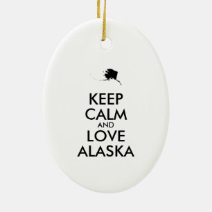 Anpassade BEHÅLLA LUGN och KÄRLEK ALASKA Julgransprydnad Keramik