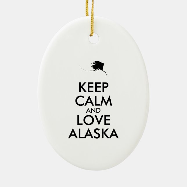 Anpassade BEHÅLLA LUGN och KÄRLEK ALASKA Julgransprydnad Keramik (Baksidan)