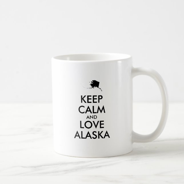 Anpassade BEHÅLLA LUGN och KÄRLEK ALASKA Kaffemugg (Höger)