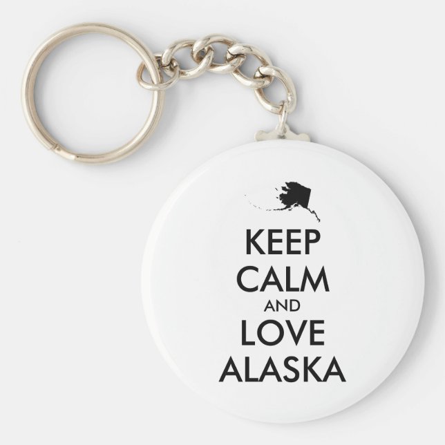 Anpassade BEHÅLLA LUGN och KÄRLEK ALASKA Nyckelring (Framsidan)