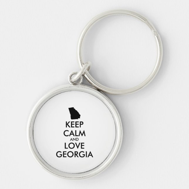 Anpassade BEHÅLLA LUGN och KÄRLEK GEORGIEN Rund Silverfärgad Nyckelring (Framsidan)