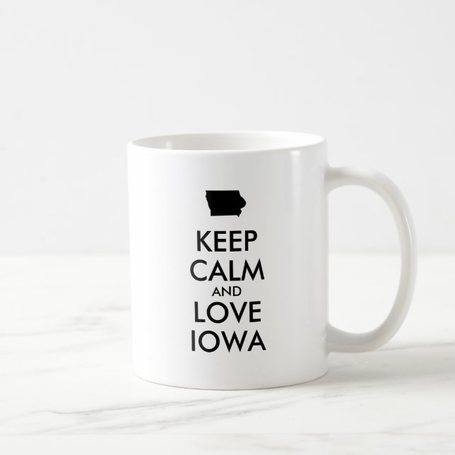 Anpassade BEHÅLLA LUGN och KÄRLEK IOWA Kaffemugg (Höger)
