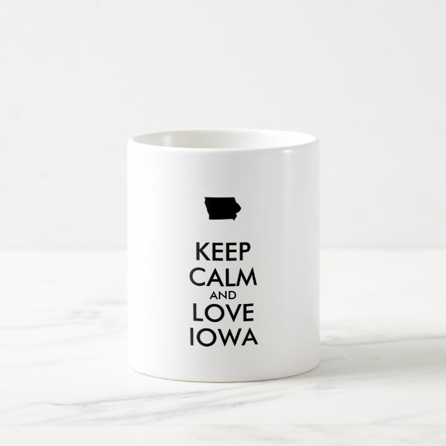 Anpassade BEHÅLLA LUGN och KÄRLEK IOWA Kaffemugg (Center)