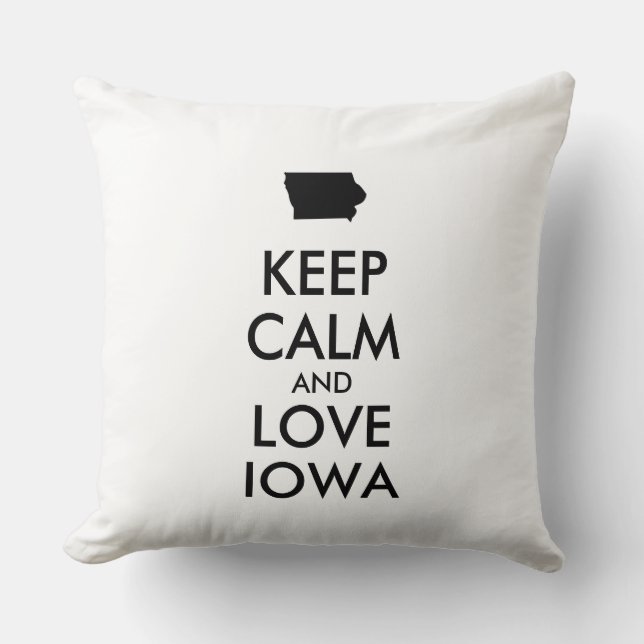 Anpassade BEHÅLLA LUGN och KÄRLEK IOWA Kudde (Framsida)