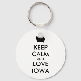 Anpassade BEHÅLLA LUGN och KÄRLEK IOWA Nyckelring