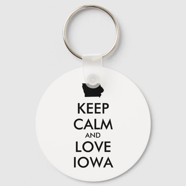Anpassade BEHÅLLA LUGN och KÄRLEK IOWA Nyckelring (Framsida)
