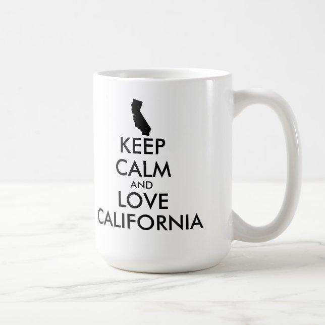 Anpassade BEHÅLLA LUGN och KÄRLEK KALIFORNIEN Kaffemugg (Höger)