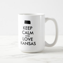 Anpassade BEHÅLLA LUGN och KÄRLEK KANSAS Kaffemugg