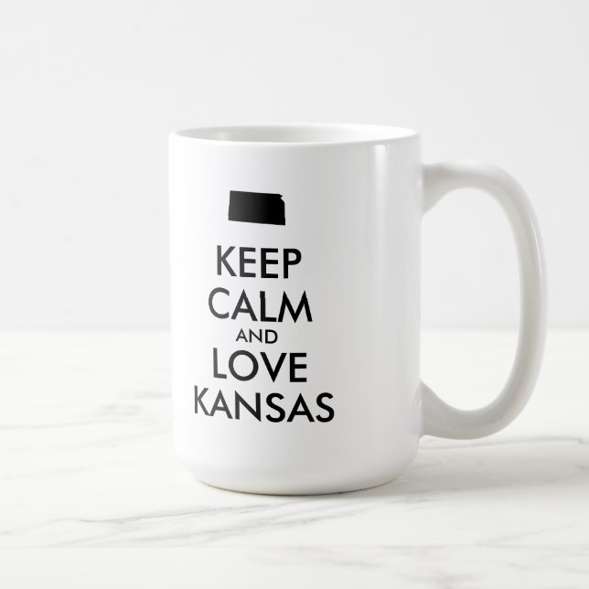 Anpassade BEHÅLLA LUGN och KÄRLEK KANSAS Kaffemugg (Höger)