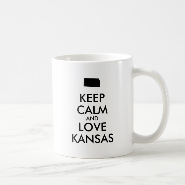 Anpassade BEHÅLLA LUGN och KÄRLEK KANSAS Kaffemugg (Höger)