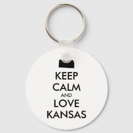 Anpassade BEHÅLLA LUGN och KÄRLEK KANSAS Nyckelring
