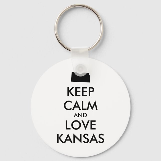 Anpassade BEHÅLLA LUGN och KÄRLEK KANSAS Nyckelring (Framsida)